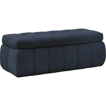 Bobochic Paris Tmavě modrá bouclé lavice Mont-Blanc 144 cm s úložným prostorem
