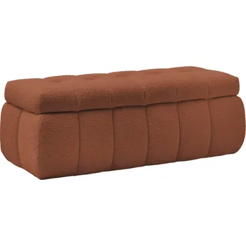 Bobochic Paris Terakotově oranžová bouclé lavice Mont-Blanc 144 cm s úložným prostorem