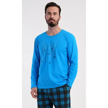 Pánské pyžamo Vienetta MAN Pánské pyžamo dlouhé Tetris: modrá M