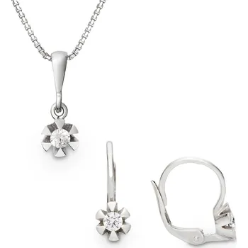 Souprava šperků Souprava náušnic a přívěšku z bílého zlata s přírodními diamanty 450.90+450.90