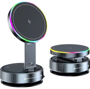 Přísavný Magnetický Kovový Flexibilní Držák na Telefon s Nabíječkou Magsafe 15W