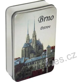 Dóza na potraviny BRNO PETROV stříbrná plechová dóza 2636 katedrála sv. Petra a Pavla