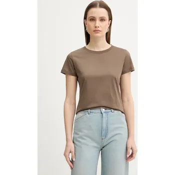 Pánské oblečení Bavlněné tričko Marella MLMEURO 2613971015200 hnědá 88X, vel. L