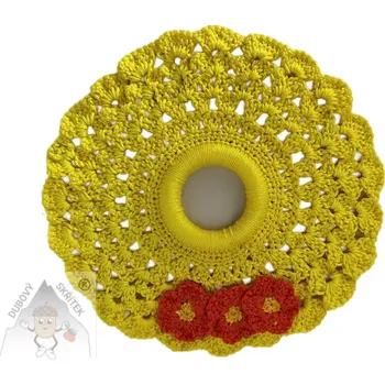 Velikonoční dekorace Dubový skřítek Rozkvetlá háčkovaná dečka žlutá - elegance s kvítky