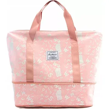 Cestovní taška Dámská cestovní taška FaShion RO229 (Dámská taška s dvojitým dnem na zip 54 x 42 x 21,5 cm, růžová)