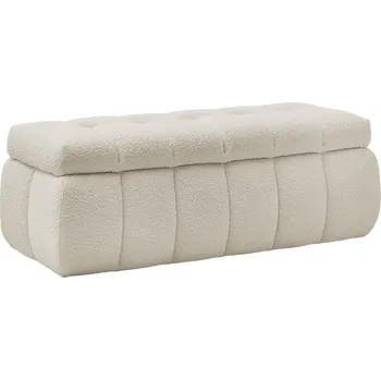 Bobochic Paris Béžová bouclé lavice Mont-Blanc 144 cm s úložným prostorem