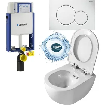 WC sada Geberit Kombifix Eco 110.302.00.5 komplet k zazdění se závěsným WC Creavit FREE FE322 Rim-Off + bidet 2v1
