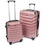 Růžová sada 2 skořepinových kufrů "Premium" (M + XL velikost)