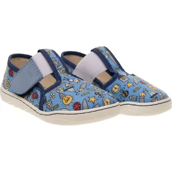 Chlapecká obuv Bačkory Fare WIDE 7001402, kosmické lodě, modré na suchý zip Velikost: 33
