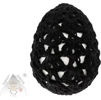 Velikonoční dekorace Dubový skřítek Obháčkované velikonoční vajíčko černé– polystyrénové jádro v krajce