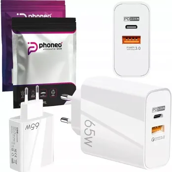 Siťová nabíječka s rychlým nabíjením USB, USB-C 65W