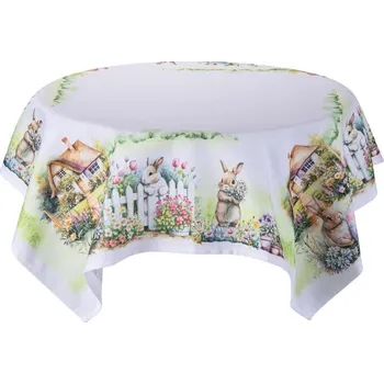 ubrus Středový ubrus s potiskem ZAJÍČCI V ZAHRADĚ 85 x 85 cm