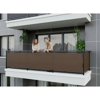 Krycí plachta Balkonová zástěna OSLO hnědá, výška 80 cm, šířka různé rozměry MyBestHome Rozměr: 80x500 cm rozteč 50 cm