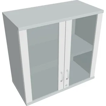 Policová skříň Skříň dveře sklo SZ 2 80 02 H (Horní) Zamykací - BÍLÁ , ŠEDÁ