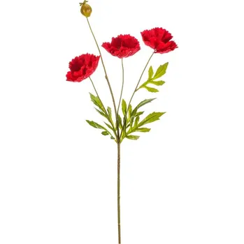 umělá květina Autronic Vlčí mák - umělý řezaný, květy s makovicí, červený, sada 6 ks