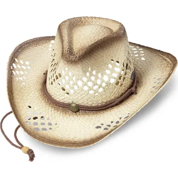 Klobouk Béžový slaměný western klobouk - Stars and Stripes - ORLANDO Velikost: 59 cm (L)