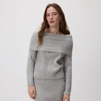 Dámský svetr Reserved - Svetr s odhalenými rameny - světle šedá - 191GP-09M - 191GP-09M-M