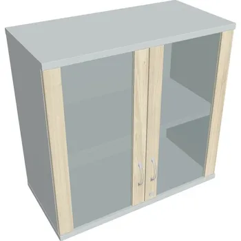 Policová skříň Skříň dveře sklo SZ 2 80 02 H (Horní) Zamykací - AKÁT , ŠEDÁ