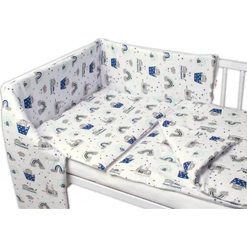 Povlečení Baby Nellys 3-dílná sada Mantinel s povlečením Kočičky granátová/bílá 135x100 cm