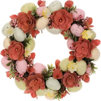 Floristika Autronic Věnec velikonoční - pr. 33 cm, mix umělých květin a vajíček, sada 2 ks