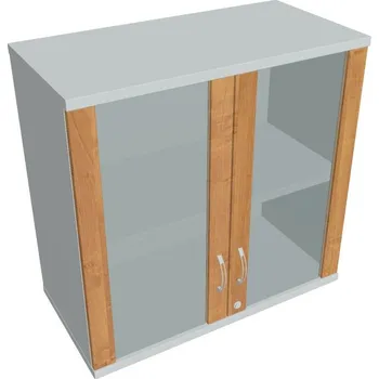 Policová skříň Skříň dveře sklo SZ 2 80 02 H (Horní) Zamykací - OLŠE , ŠEDÁ