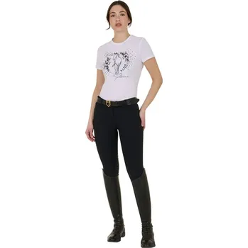 Jezdecké oblečení Dámské tričko Equestro Wild Flower Bílá L