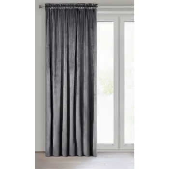 Závěs Dekorační velvet závěs s řasící páskou ESTER 140x270 cm grafitová (cena za 1 kus) MyBestHome