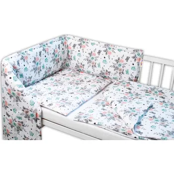 Povlečení Baby Nellys 3-dílná sada Mantinel s povlečením Růžičky bílé 120x90 cm