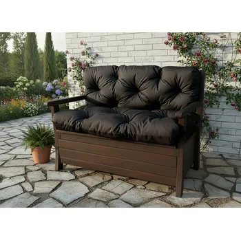 Zahradní nábytek Prošívané sezení JONAS color 01 ČERNÁ různé rozměry, polstr na zahradní lavici - sedák s opěrkou, Mybesthome Rozměr: 200x60x50 cm