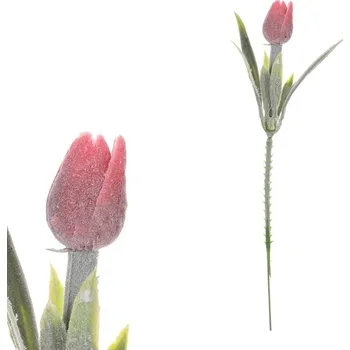 umělá květina Autronic Tulipán mini - zápich, červený, omrznutý, cena za 1 ks, sada 72 ks