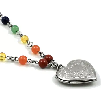 Náhrdelník Medailon na krk s minerály v barvách duhy