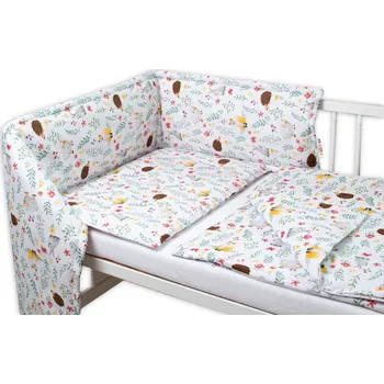 Povlečení Baby Nellys 3-dílná sada Mantinel s povlečením Kamarádi louky bílá 120x90 cm