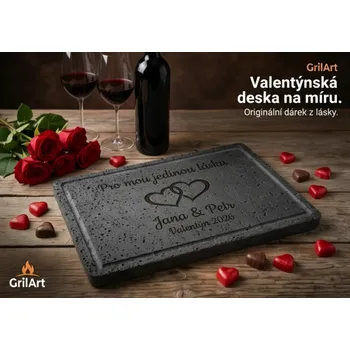 Grilovací rošt KamenyNaGril Lávový grilovací kámen GrilArt 40x30 cm – Edice Láska na kameni