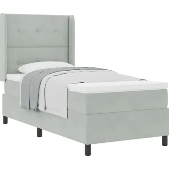 Postel vidaXL Postel s boxspringem s matrací Světle šedá 90 x 190 cm samet [3341984]