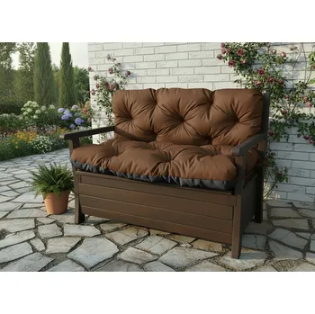 Zahradní nábytek Prošívané sezení JONAS color 22 HNĚDÁ různé rozměry, polstr na zahradní lavici - sedák s opěrkou, Mybesthome Rozměr: 120x60x50 cm
