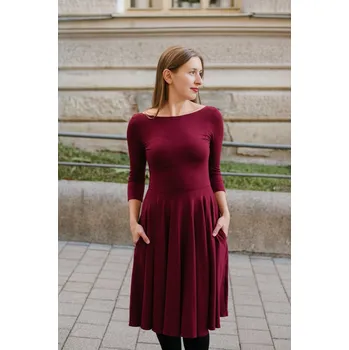 Dámské šaty Šaty Osudová Amabile s 3/4 rukávem, vyšší gramáž, vínové Velikost: S