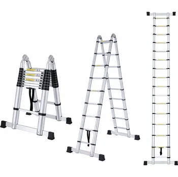 Železářství MXM 2v1 Teleskopické štafle s kloubem - 7,2m, hliníkové