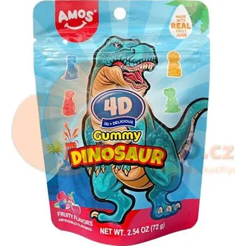 Bonbon AMOS 4D Želatinové bonbóny s dinosaurem a ovocem 65g