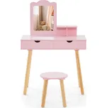 Costway Dětský toaletní stolek se zrcadlem, růžový HY10088PI
