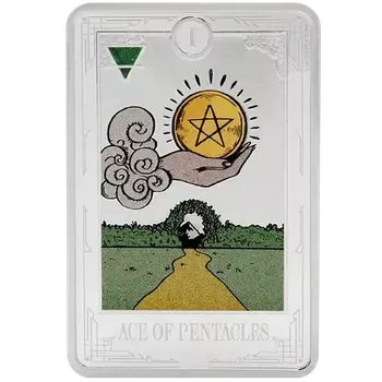 Stříbrná mince Tarotové karty (Malá arkána) - Ace of Pentacles 1 Oz 2026 Color PROOF (4.)