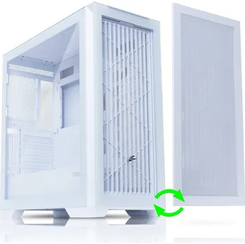 PC skříň EVOLVEO Ptero Q2W, skříň ATX, 2x čelní panel, sklo /mřížka, bílá