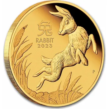 Australská zlatá mince Lunar III „Rok králíka (důkaz)“, 2023, 7.78g čistého zlata (vzorek 0,9999)