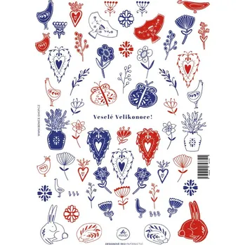 Velikonoční dekorace Be Nice Samolepky Veselé Velikonoce červené a modré
