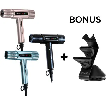 Fén AKCE: Wahl Vanquish Dryer (Black/Rose Gold/Cool Blue) - profesionální fén na vlasy, 1600 W + STOJAN VANQUISH