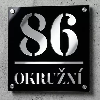 Plechová cedule Číslo Popisné - Linea Square Rozměr 18x18 cm