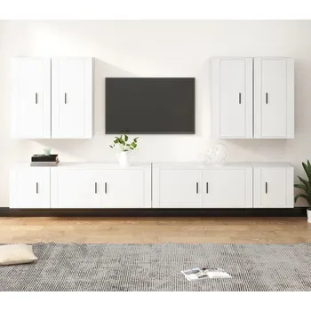 Obývací stěna vidaXL 8dílný set TV skříněk kompozitní dřevo [3188704] Barva: Bílá