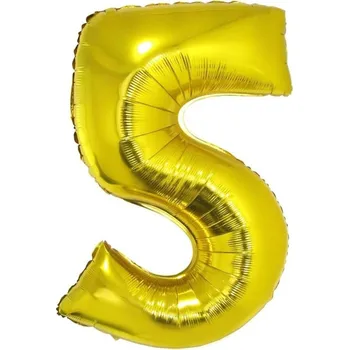 Foliový balónek číslo 5 zlatý 102 cm