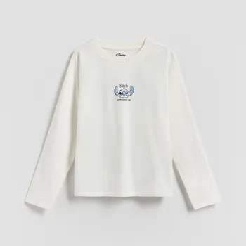 Dívčí oblečení Reserved - Tričko s potiskem na zádech Lilo a Stitch - krémová - 803HT-01X - 803HT-01X-116