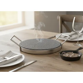 Grilovací rošt KamenyNaGril Žulový grilovací kámen kulatý průměr 37 cm s rámem – AKČNÍ SET