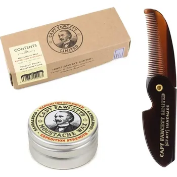 Dárková krabička Dárková sada CAPTAIN FAWCETT vosku a skládacího hřebínku na knír Expediční síla